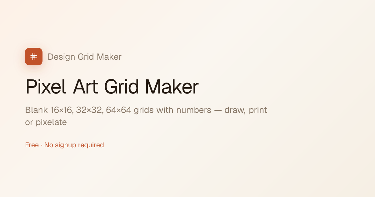 Pixel Art Grid Maker – Blank 16×16, 32×32, 64×64 Grid with Numbers ...